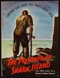 6p197 PRISONER OF SHARK ISLAND trade ad '36 John Ford, wonderful art of chained man by ocean!