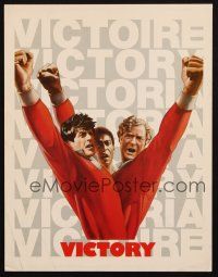 6p220 VICTORY trade ad '81 John Huston, art of soccer players Stallone, Caine & Pele by Jarvis!