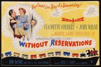 6p224 WITHOUT RESERVATIONS English trade ad '46 different art of John Wayne & Claudette Colbert!
