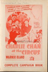6p505 CHARLIE CHAN AT THE CIRCUS English pressbook '36 Asian detective Warner Oland & giant apes!
