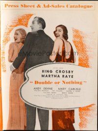 6p514 DOUBLE OR NOTHING English pressbook '37 Bing Crosby, wacky Martha Raye, Mary Carlisle