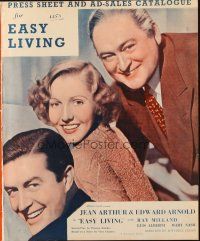 6p516 EASY LIVING English pressbook '37 Jean Arthur, Ray Milland, Preston Sturges screwball comedy