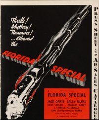 6p517 FLORIDA SPECIAL English pressbook '38 Jack Oakie, Sally Eilers, cool train artwork!