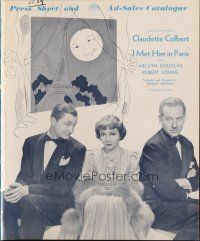 6p526 I MET HIM IN PARIS English pressbook '37 Claudette Colbert, Melvyn Douglas, Robert Young