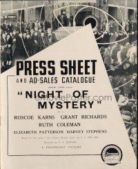 6p545 NIGHT OF MYSTERY English pressbook '37 Grant Richards as detective Philo Vance!
