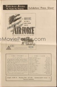 6p570 AIR FORCE Australian pressbook '43 Howard Hawks, John Garfield, Gig Young, World War II