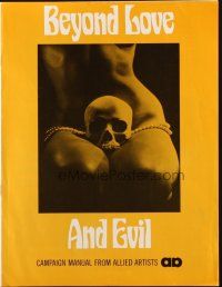 6p638 BEYOND LOVE & EVIL pressbook '71 Jacques Scandelari, image of sexy woman w/skull!