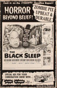 6p644 BLACK SLEEP/CREEPING UNKNOWN pressbook '56 horror double-bill beyond belief!
