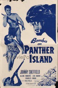 6p649 BOMBA ON PANTHER ISLAND pressbook '49 Johnny Sheffield, Allene Roberts, giant jungle cat!
