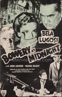 6p653 BOWERY AT MIDNIGHT pressbook R49 Bela Lugosi, John Archer, Wanda McKay, Tom Neal!