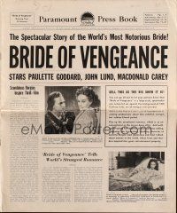 6p655 BRIDE OF VENGEANCE pressbook '49 sexy Paulette Goddard, John Lund, Macdonald Carey!