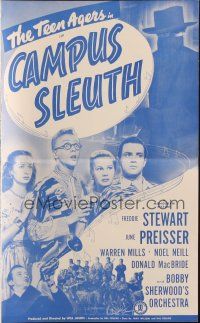 6p662 CAMPUS SLEUTH pressbook '48 Teen Agers, Freddie Stewart, Preisser & Superman's Noel Neill!