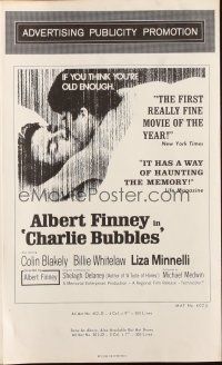 6p672 CHARLIE BUBBLES pressbook '68 Albert Finney, Colin Blakely, Whitelaw, Liza Minnelli's first!