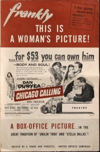 6p673 CHICAGO CALLING pressbook '51 $53 means life or death for Dan Duryea!
