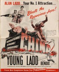 6p674 CHINA pressbook '43 for every girl trapped, barechested Alan Ladd kills a thousand Japanese!