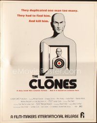 6p677 CLONES pressbook '73 Michael Greene, Gregory Sierra, they duplicated one man too many!