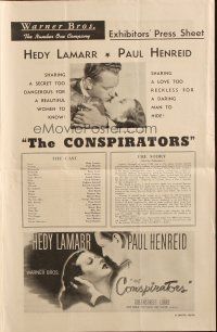6p574 CONSPIRATORS Australian pressbook '44 freedom fighter Paul Henreid, sexy Hedy Lamarr!