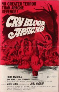 6p684 CRY BLOOD APACHE pressbook '70 Jody McCrea, artwork of Apache Native Americans!