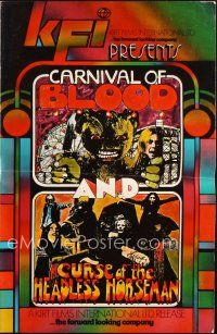 6p686 CURSE OF THE HEADLESS HORSEMAN/CARNIVAL OF BLOOD pressbook '72 cool horror double bill!