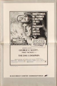 6p691 DAY OF THE DOLPHIN pressbook '73 art of George C. Scott & Trish Van Devere, Mike Nichols