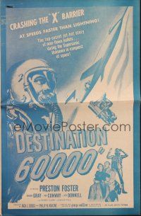 6p695 DESTINATION 60,000 pressbook '57 cool artwork of military man-flown bullets of the skies!