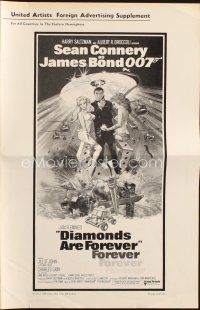 6p698 DIAMONDS ARE FOREVER pressbook '71 art of Sean Connery as James Bond 007 by Robert McGinnis!