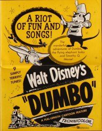 6p708 DUMBO pressbook R60s colorful art from Walt Disney circus elephant classic!