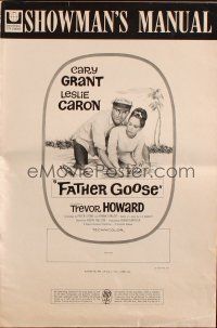 6p719 FATHER GOOSE pressbook '65 sea captain Cary Grant & pretty Leslie Caron!