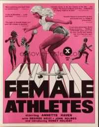 6p722 FEMALE ATHLETES pressbook '80 Annette Haven, John Holmes, great sexy sports artwork!