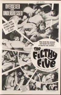 6p723 FILTHY FIVE pressbook '68 William Mishkin, oversexed, underdressed, they loved like animals!