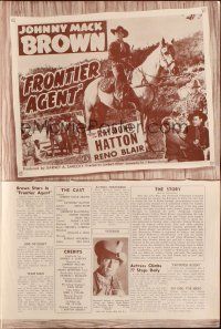 6p734 FRONTIER AGENT pressbook '48 cowboy Johnny Mack Brown, Raymond Hatton, Reno Brown