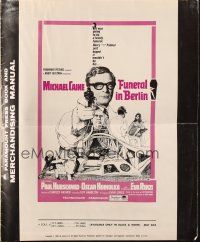 6p736 FUNERAL IN BERLIN pressbook '67 Michael Caine pointing gun, directed by Guy Hamilton!
