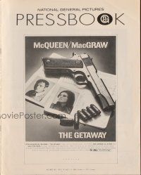 6p740 GETAWAY pressbook '72 Steve McQueen, Ali McGraw, Sam Peckinpah, includes cool poster!