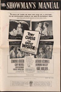6p750 GREAT IMPOSTOR pressbook '61 Tony Curtis as Waldo DeMara, who faked being a doctor & warden!
