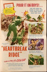 6p755 HEARTBREAK RIDGE pressbook '55 U.S. soldiers in Korea at war & with geisha girls!