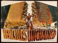 6p759 HERCULES UNCHAINED pressbook '60 art of mighty Steve Reeves, cool die-cut cover!