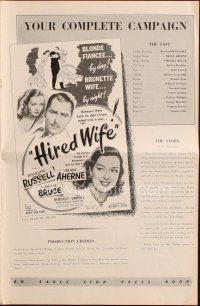6p761 HIRED WIFE pressbook R48 Brian Aherne torn between Virginia Bruce & Rosalind Russell!