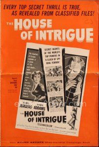 6p764 HOUSE OF INTRIGUE pressbook '59 artwork of spies Curt Jurgens & Dawn Addams!