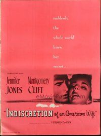 6p773 INDISCRETION OF AN AMERICAN WIFE pressbook '54 De Sica, Montgomery Clift, Jennifer Jones