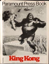 6p784 KING KONG pressbook '76 John Berkey art of BIG Ape on the Twin Towers!