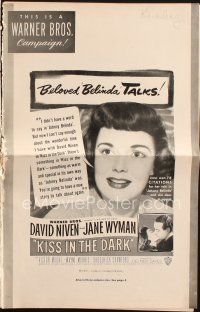 6p785 KISS IN THE DARK pressbook '49 Jane Wyman, David Niven, directed by Delmer Daves!