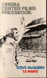 6p791 LE MANS pressbook '71 art of race car driver Steve McQueen waving at fans!