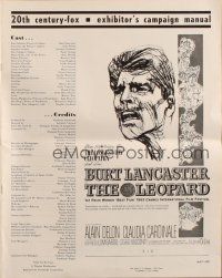 6p795 LEOPARD pressbook '63 Luchino Visconti's Il Gattopardo, cool art of Burt Lancaster!