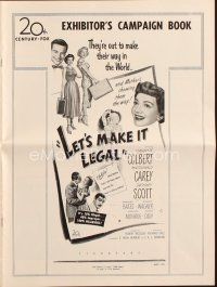 6p797 LET'S MAKE IT LEGAL pressbook '51 Claudette Colbert & early Marilyn Monroe!