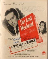 6p581 LOST WEEKEND Australian pb '45 alcoholic Ray Milland, Jane Wyman, directed by Billy Wilder!