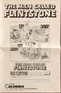 6p814 MAN CALLED FLINTSTONE pressbook '66 Hanna-Barbera, Fred, Barney, Wilma & Betty, spy spoof!
