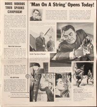 6p816 MAN ON A STRING pressbook '60 Ernest Borgnine spent ten years as a counterspy!