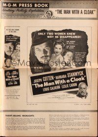 6p818 MAN WITH A CLOAK pressbook '51 Barbara Stanwyck knew why Joseph Cotten disappeared!