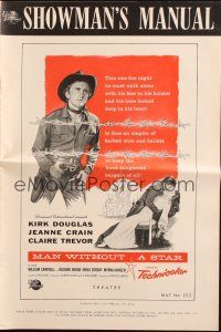 6p820 MAN WITHOUT A STAR pressbook '55 art of cowboy Kirk Douglas pointing gun, Jeanne Crain