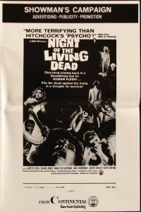 6p850 NIGHT OF THE LIVING DEAD pressbook '68 George Romero classic, they lust for human flesh!